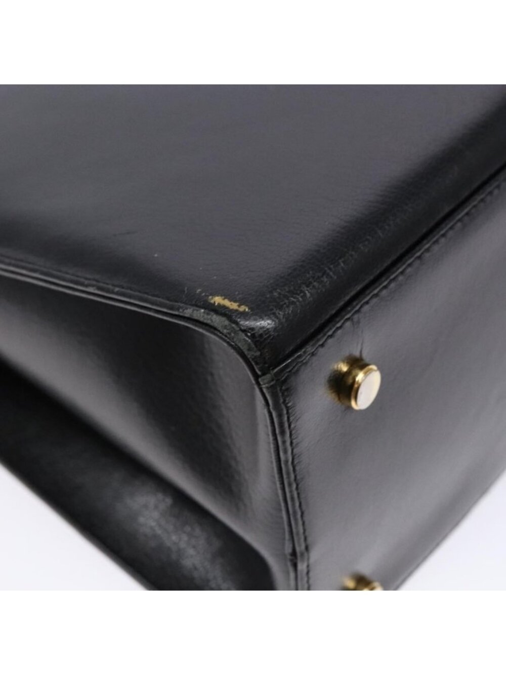 Authentic Salvatore Ferragamo Gancini Shoulder Bag Leather Black Gold - Picture 5 of 16